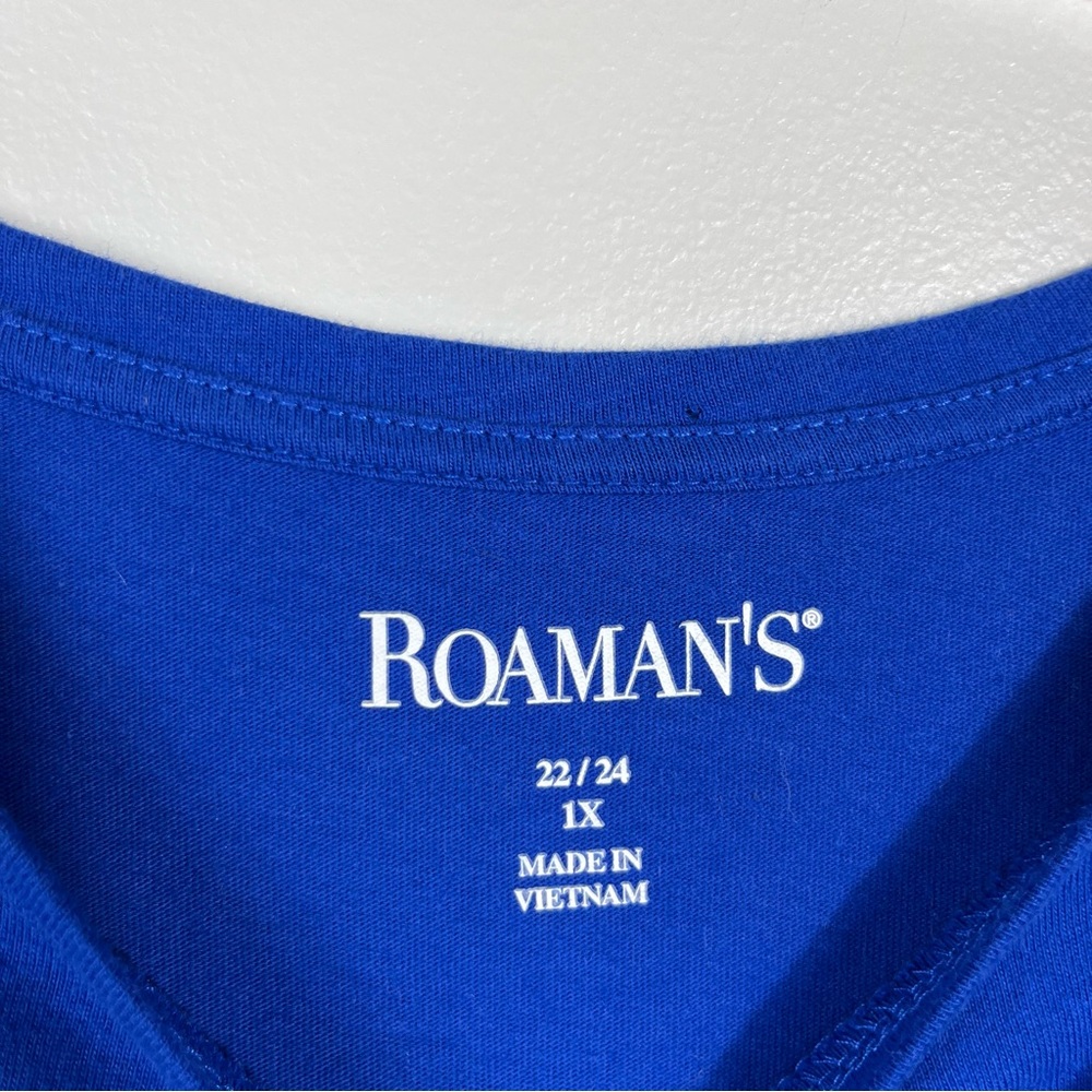 Roamans Women’s Plus Size Royal Blue Twist Cutout Short Sleeve Top 22/24 1X - Picture 4 of 4